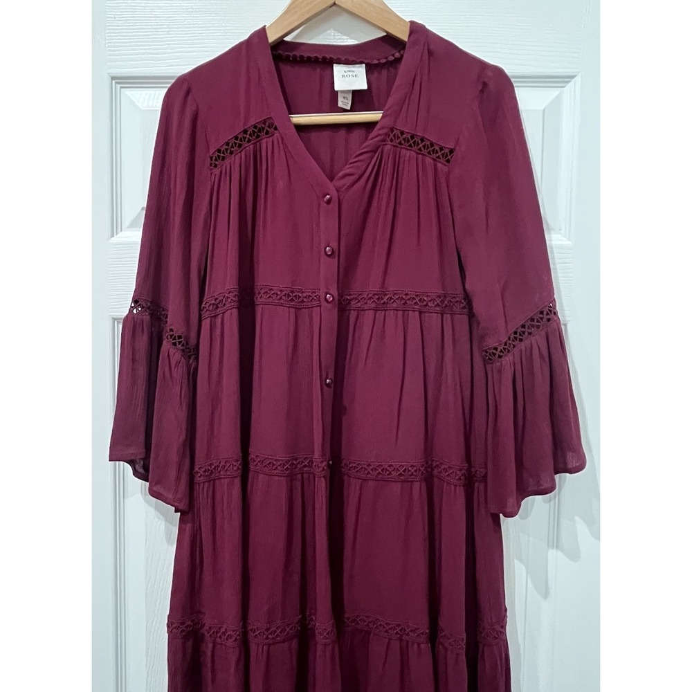 Knox Rose‎ Women's Rayon Tiered Eyelet Midi Dress Size XS - Picture 2 of 9